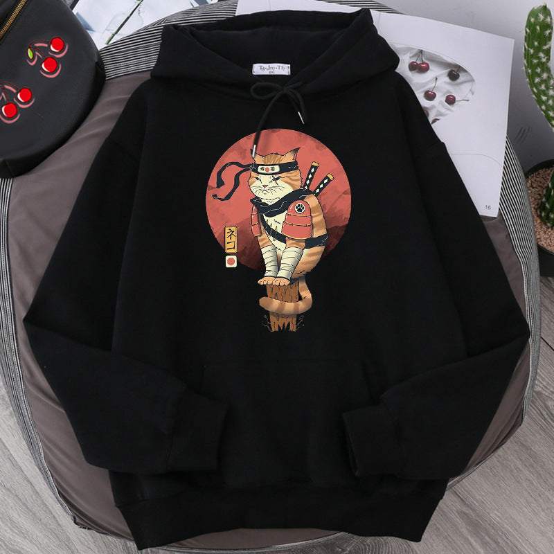 Cat Printing Hoodie Men Fashion Couple Hood