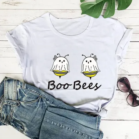 European And American Bee Digital Printing Casual Round Neck T-shirt