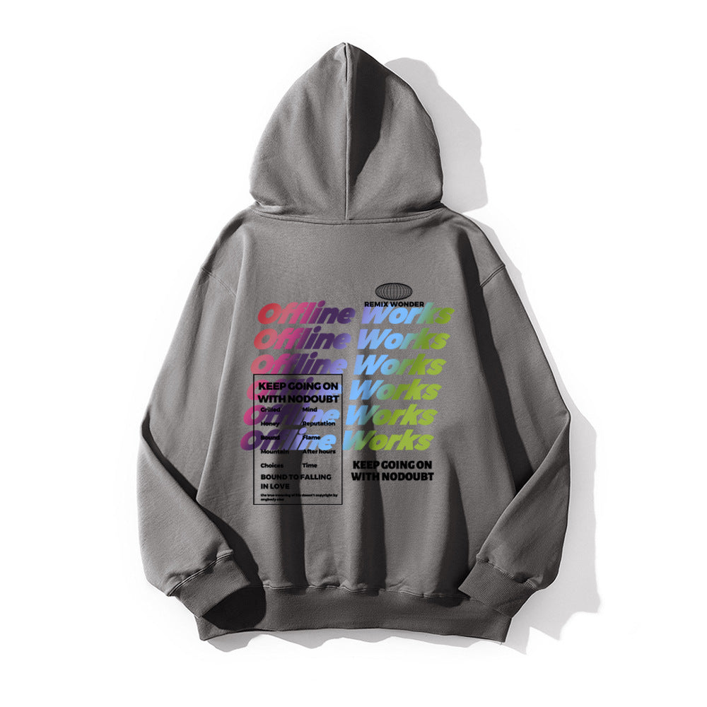 Gradient Letters Printed Hoodie Men