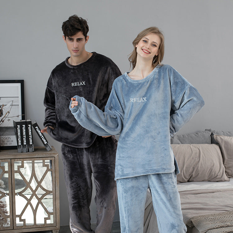Flannel Pajamas Sets Winter Home Clothes For Women Men Sleepwear Couple Flannel Pajamas Sets Winter Home Clothes For Women Men Sleepwear Couple