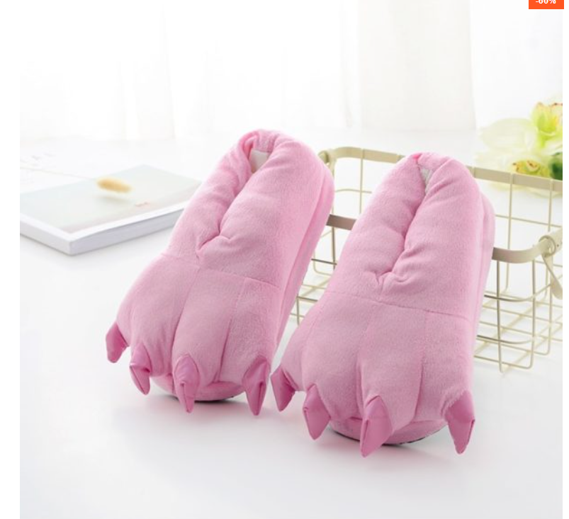 Winter Soft Warm Dinosaur Paw Funny Slippers for Men Women Kids Parent-child Home House Slipper Shoes Room Cotton Shoes