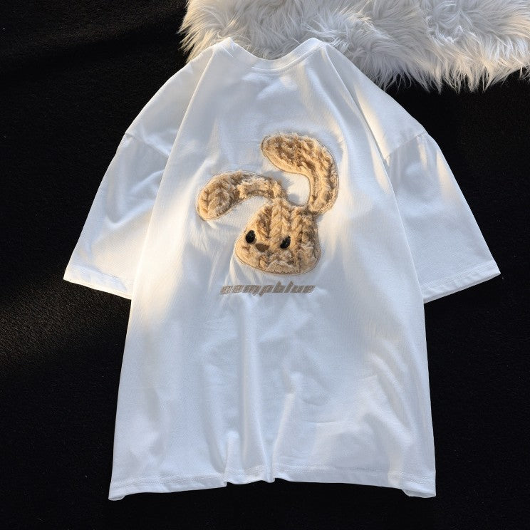 Cartoon Rabbit Couple Combed Cotton Short Sleeve