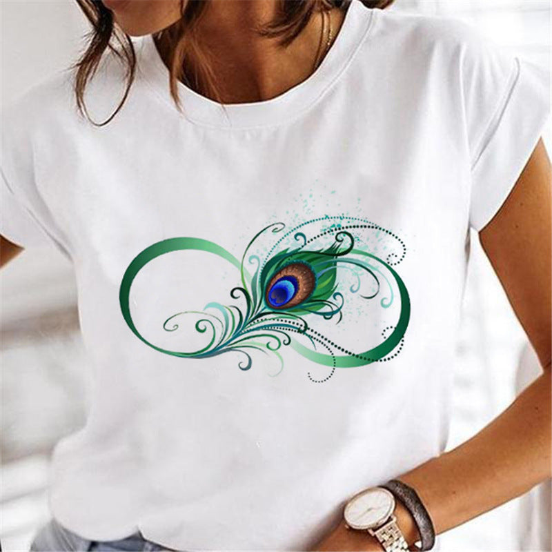 Street Personalized Feather Versatile T-shirt