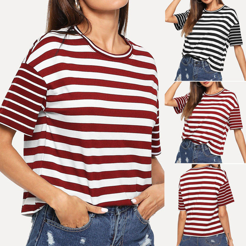 Women's Striped Paneled Loose Top