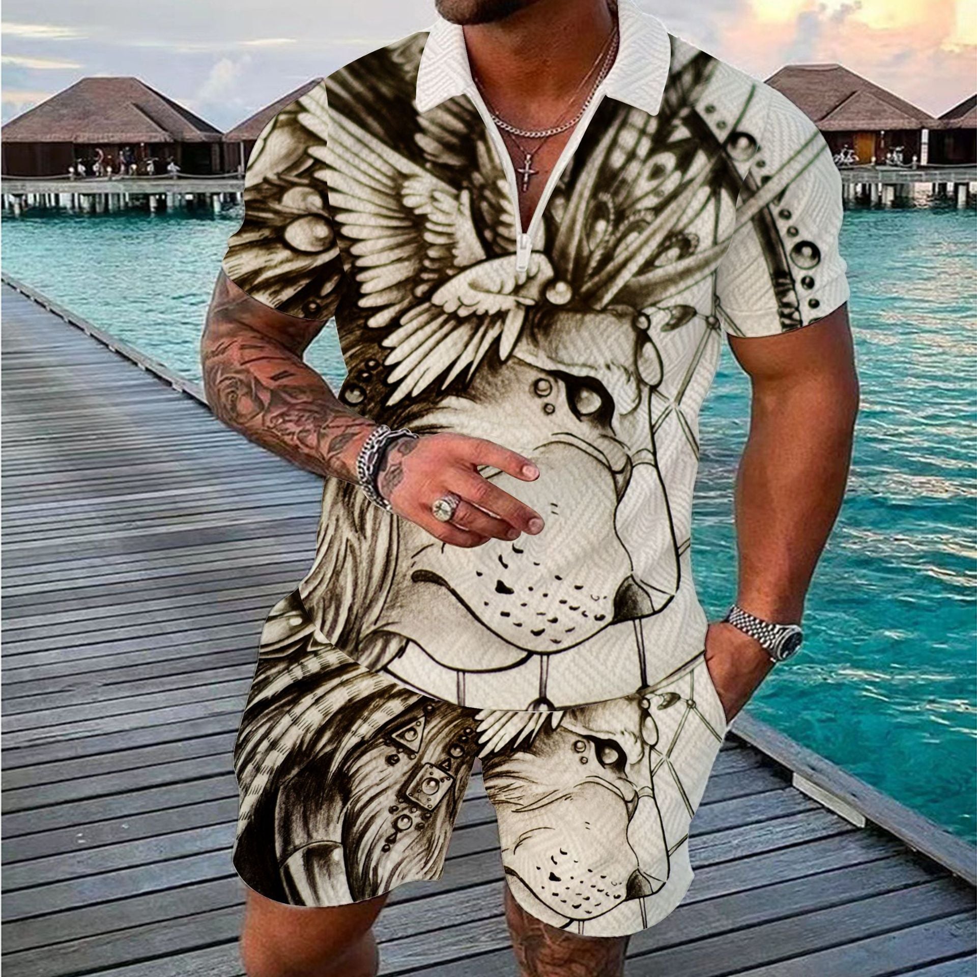 Fashionable Zipper Polo Shirt Suit For Men Fashionable Zipper Polo Shirt Suit For Men