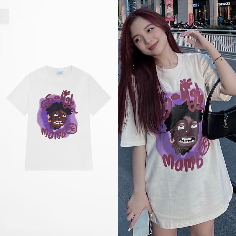 Loose Couple White Cotton T-shirt