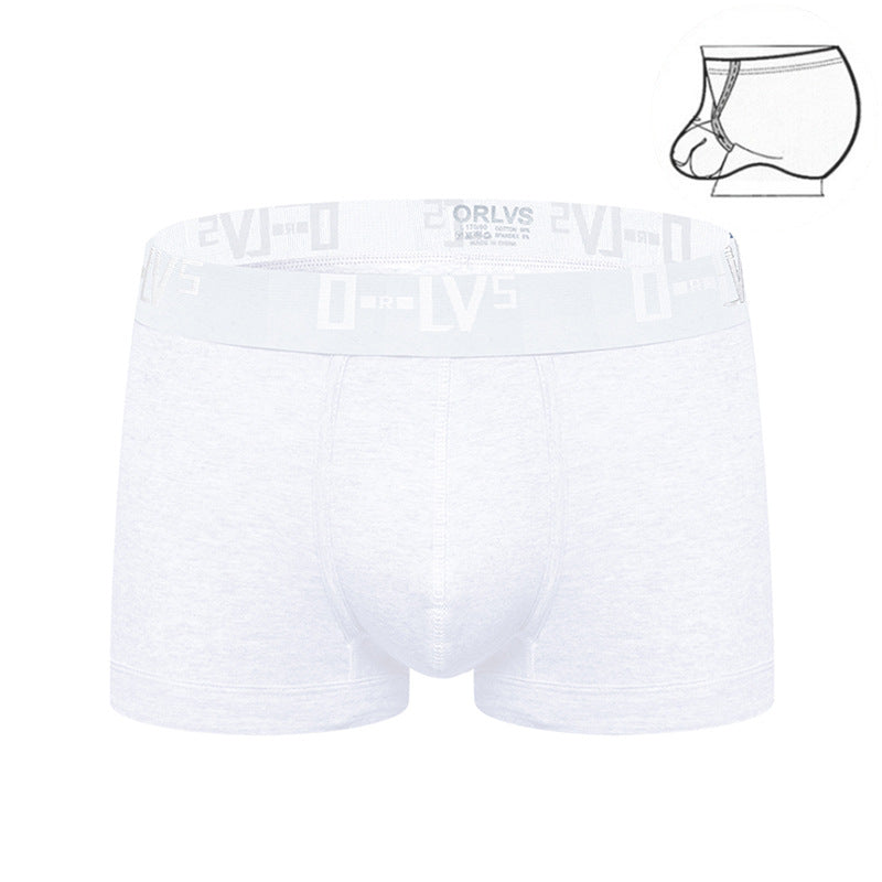 Simple Ring Lift U Convex  Mid-waist Boxer Pants For Men