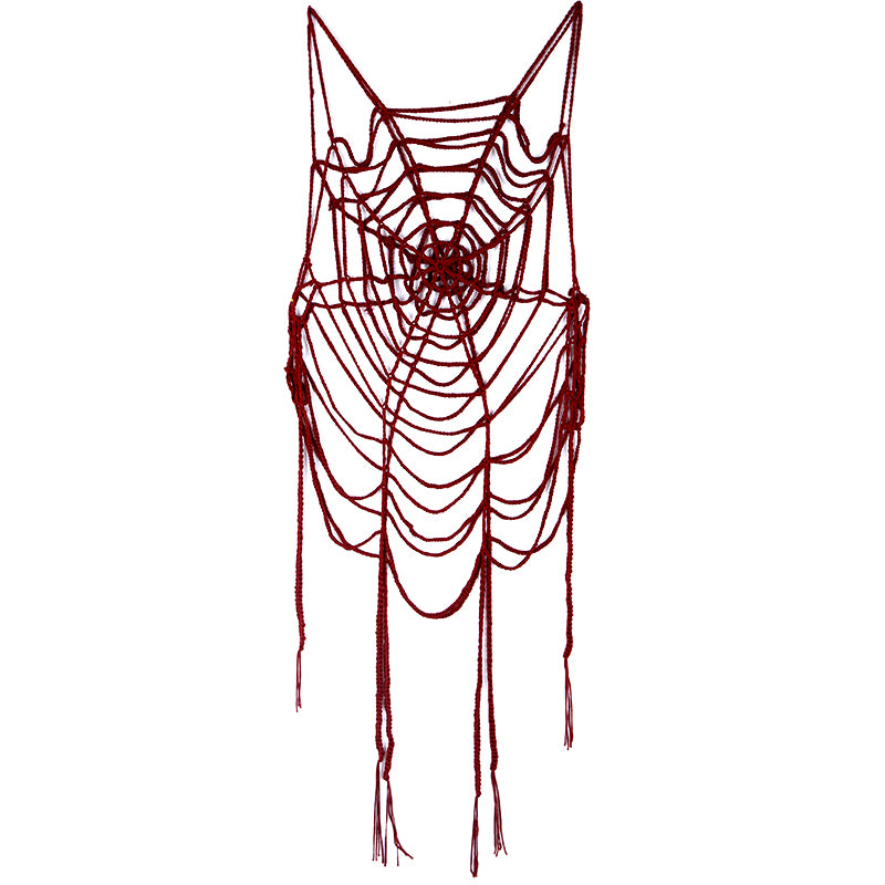 Harajuku Gothic Red Black Spider Web Tassel Hollow Out Long Tank Top Harajuku Gothic Red Black Spider Web Tassel Hollow Out Long Tank Top