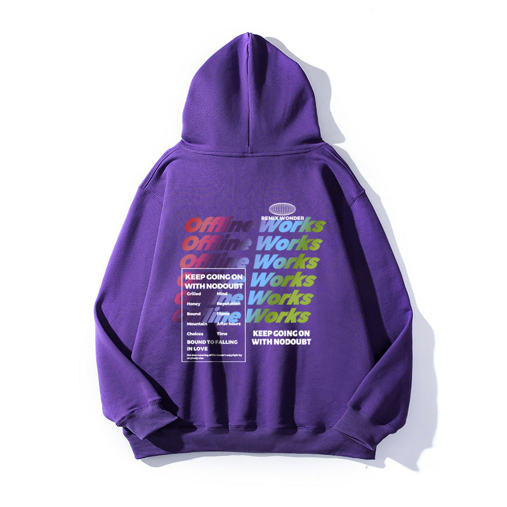 Gradient Letters Printed Hoodie Men