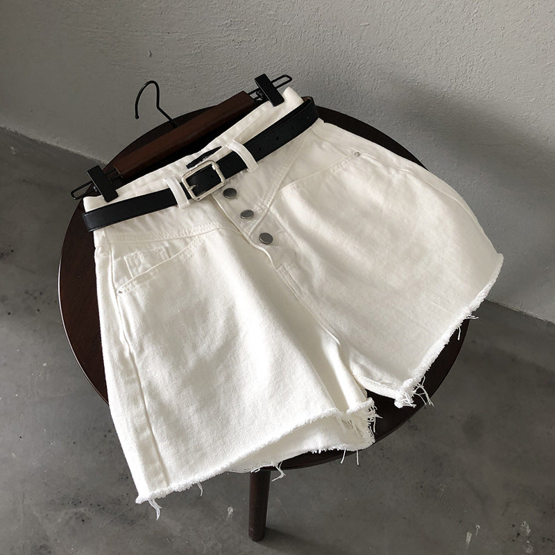 Wide-leg fleece hot pants Denim shorts
