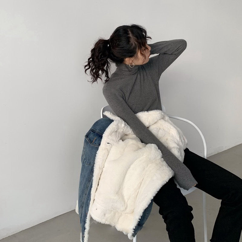 Plush Thick Lamb Wool Denim Jacket Women Short Plush Thick Lamb Wool Denim Jacket Women Short