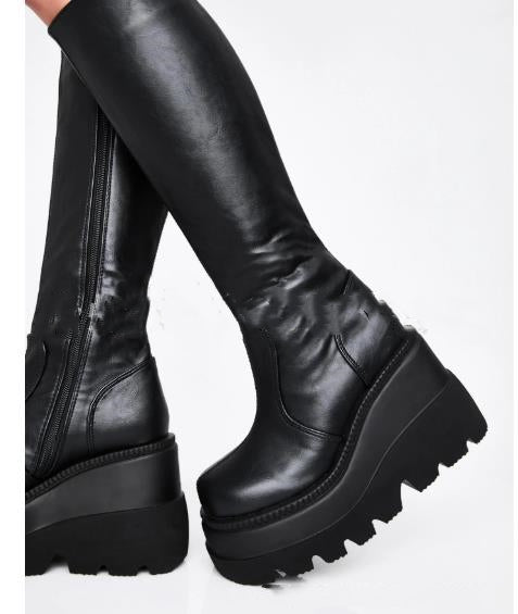 Platform wedge heel boots