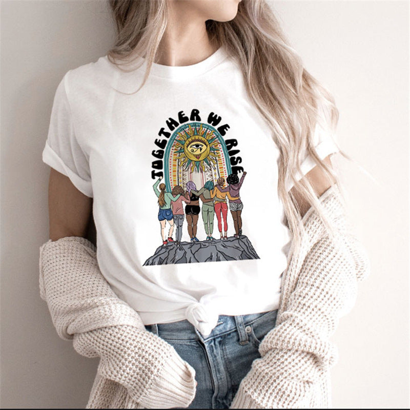 Fashion Moon Retro Gothic Print T-shirt Women