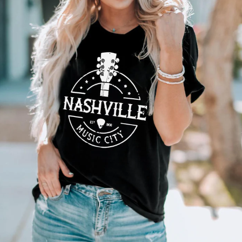 European And American Digital Printing Casual Round Neck Short Sleeves T-shirt