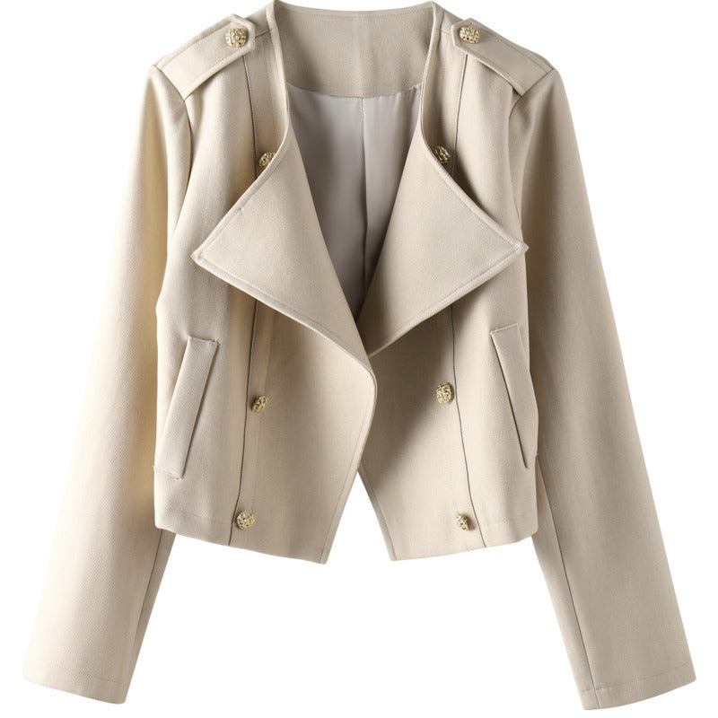 Korean Version Double-breasted Long-sleeved Trench Coat For Women