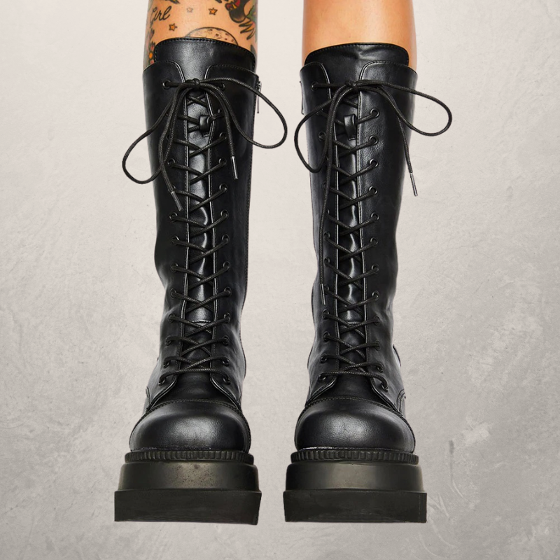 Platform wedge heel boots
