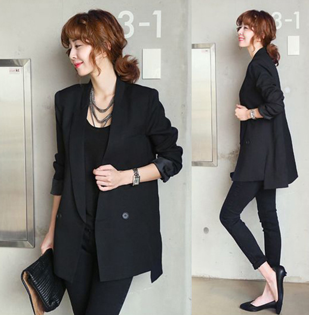 Solid Long Style Black Women Jacket and Blazer Female Notched Collar Asymmetrical Chic Ladies Blazers feminino Solid Long Style Black Women Jacket and Blazer Female Notched Collar Asymmetrical Chic Ladies Blazers feminino