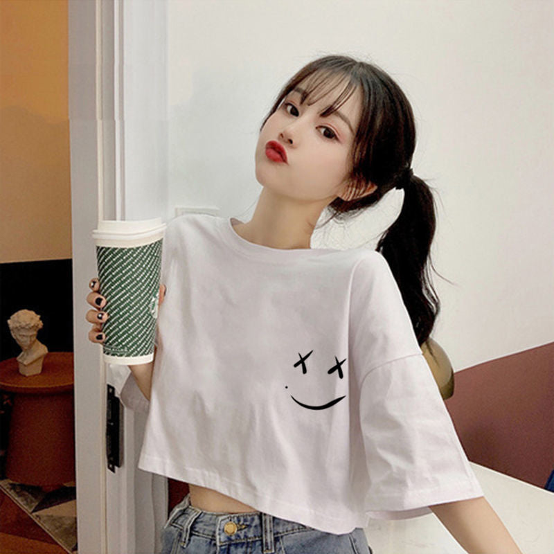 Short Sweet Spicy Girls Versatile Print Top