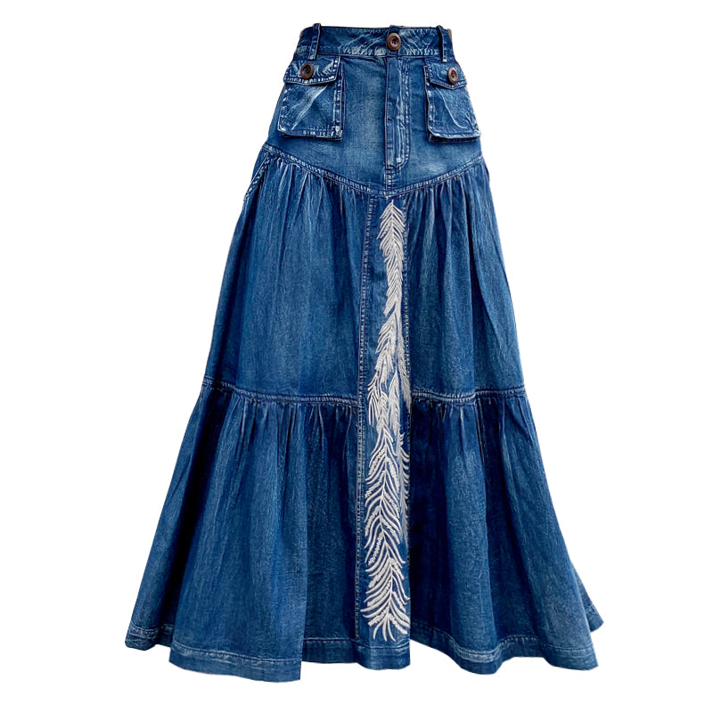 New High Waist A-line Denim Skirt Women New High Waist A-line Denim Skirt Women