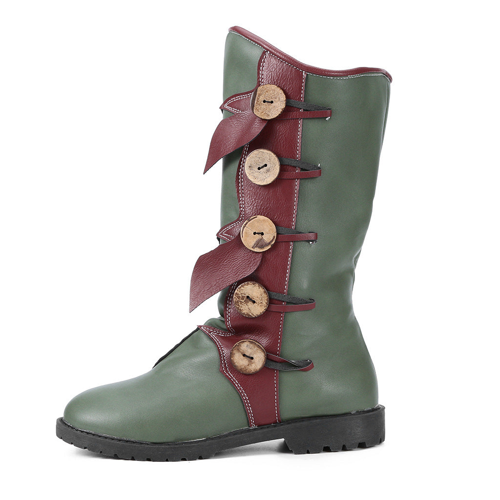 Women's Fashion Mid-Boots Color Matching Women Boots