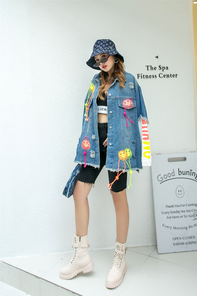 New Korean Style Heavy Industry Denim Jacket Women