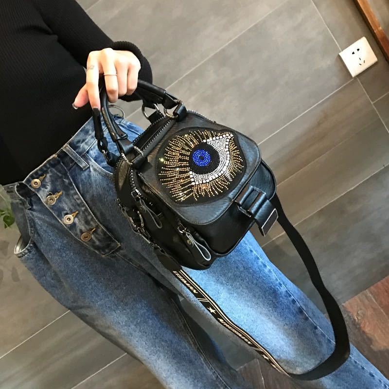 Hot Rhinestone Soft Leather Backpack Women
