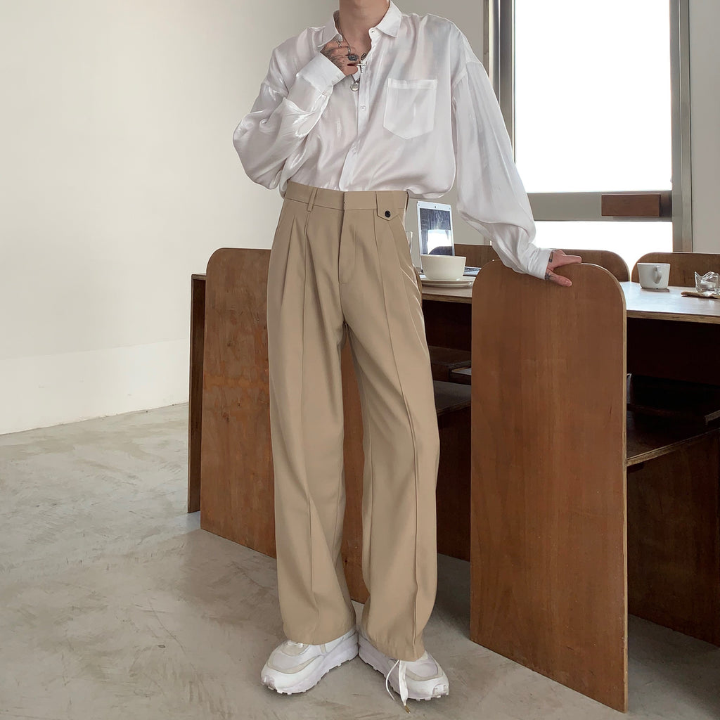 Loose And Thin Straight Men'S Solid Color Wild Wide-Leg Pants Men