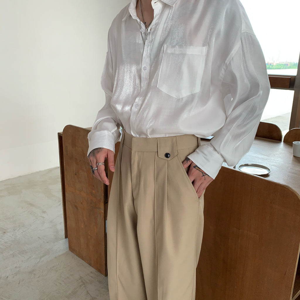 Loose And Thin Straight Men'S Solid Color Wild Wide-Leg Pants Men