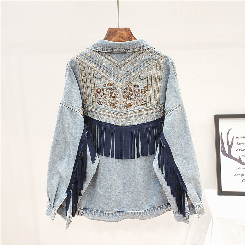 Embroidered Denim Jacket Women Loose Korean Style Wild Spring And Autumn Net Red Denim Jacket