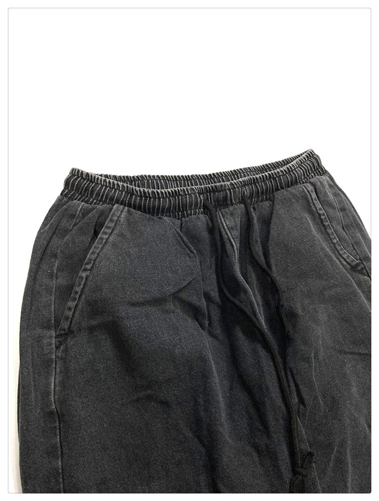 Jeans Men And Women Elastic Waist Loose Large Size Wide Leg Pants