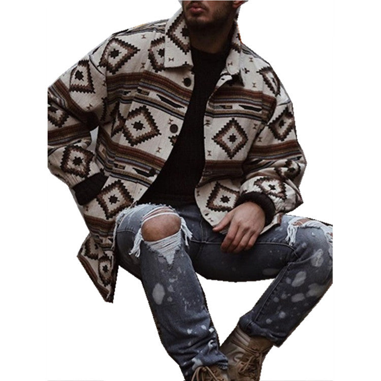 Youth Lapel Fashion Printed Jacket Jacket Men Youth Lapel Fashion Printed Jacket Jacket Men