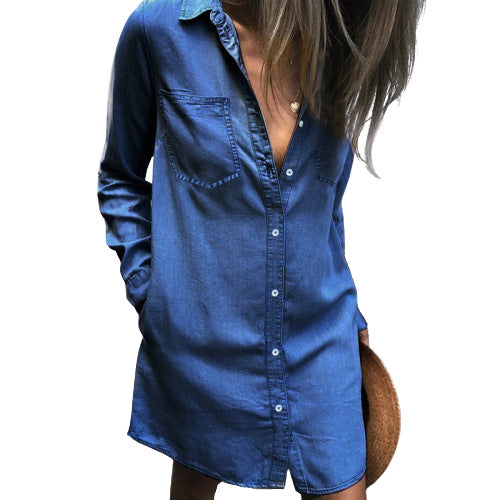 Denim Shirt Shirt Long Sleeve Women's Dress