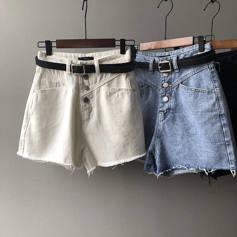Wide-leg fleece hot pants Denim shorts