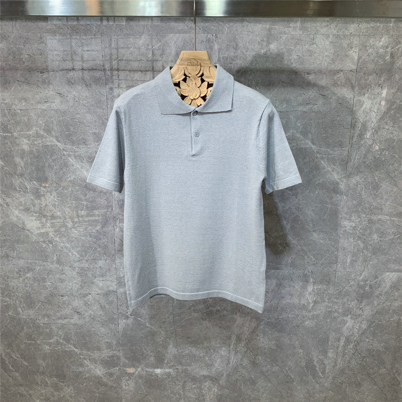 Summer new knitted short sleeve polo shirt for men