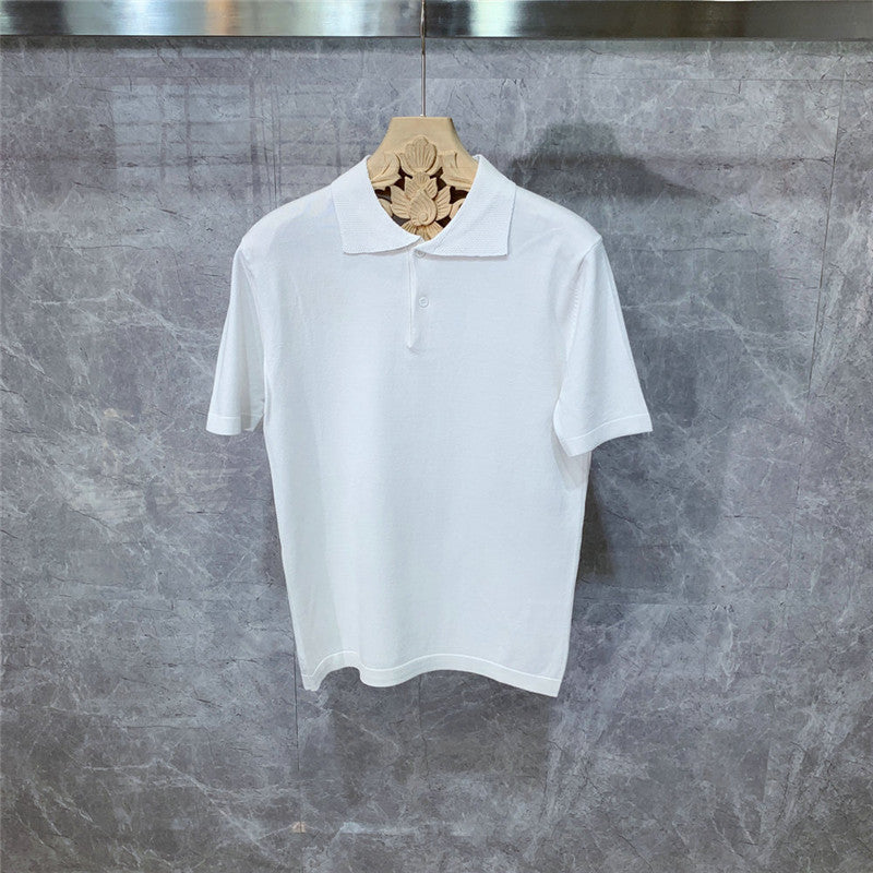 Summer new knitted short sleeve polo shirt for men