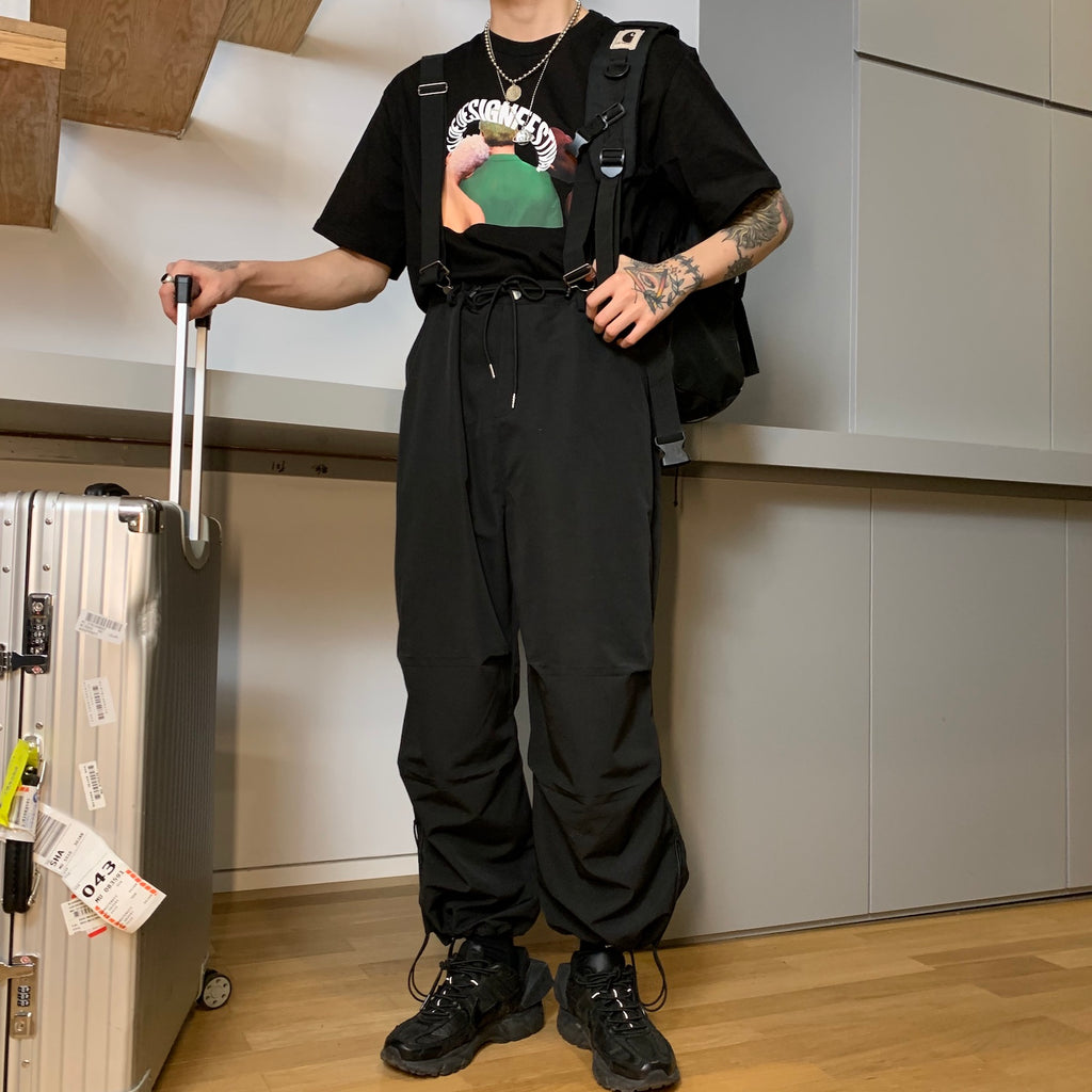 Harbor Style Basic Casual Belt Pants, Leg Binding Overalls, Men''s Versatile Straight Casual Pants