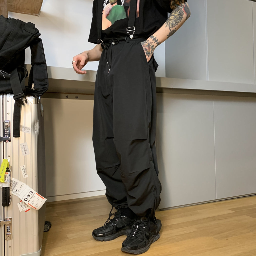 Harbor Style Basic Casual Belt Pants, Leg Binding Overalls, Men''s Versatile Straight Casual Pants