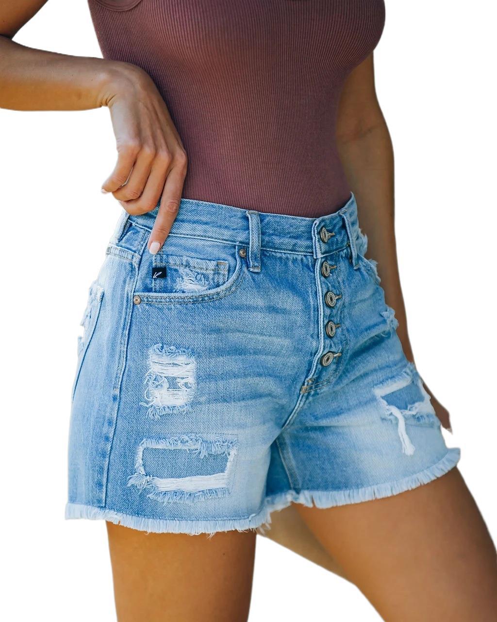 Summer Casual Denim Straight Leg Pants High Waist Denim Shorts Summer Casual Denim Straight Leg Pants High Waist Denim Shorts