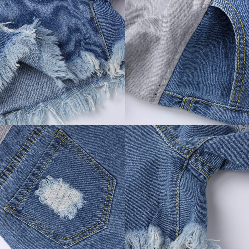 Spring autumn ripped shorts denim belly pants