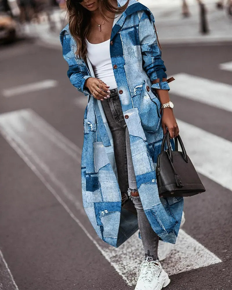Fashion Personality Casual Lapel Mid-length Trench Coat Women