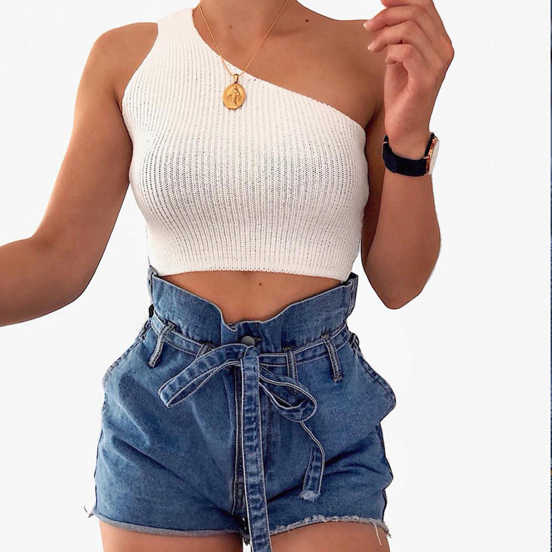 Flower bud high waist Denim Short