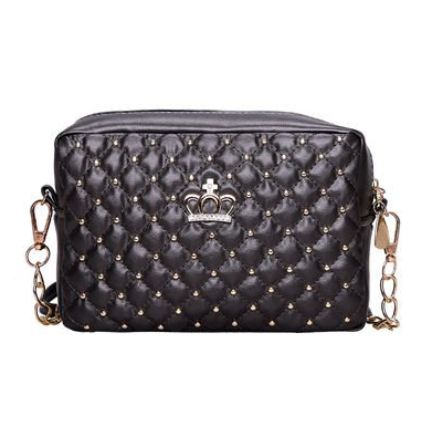 Women PU Crossbody Rivet Chain Shoulder Bag