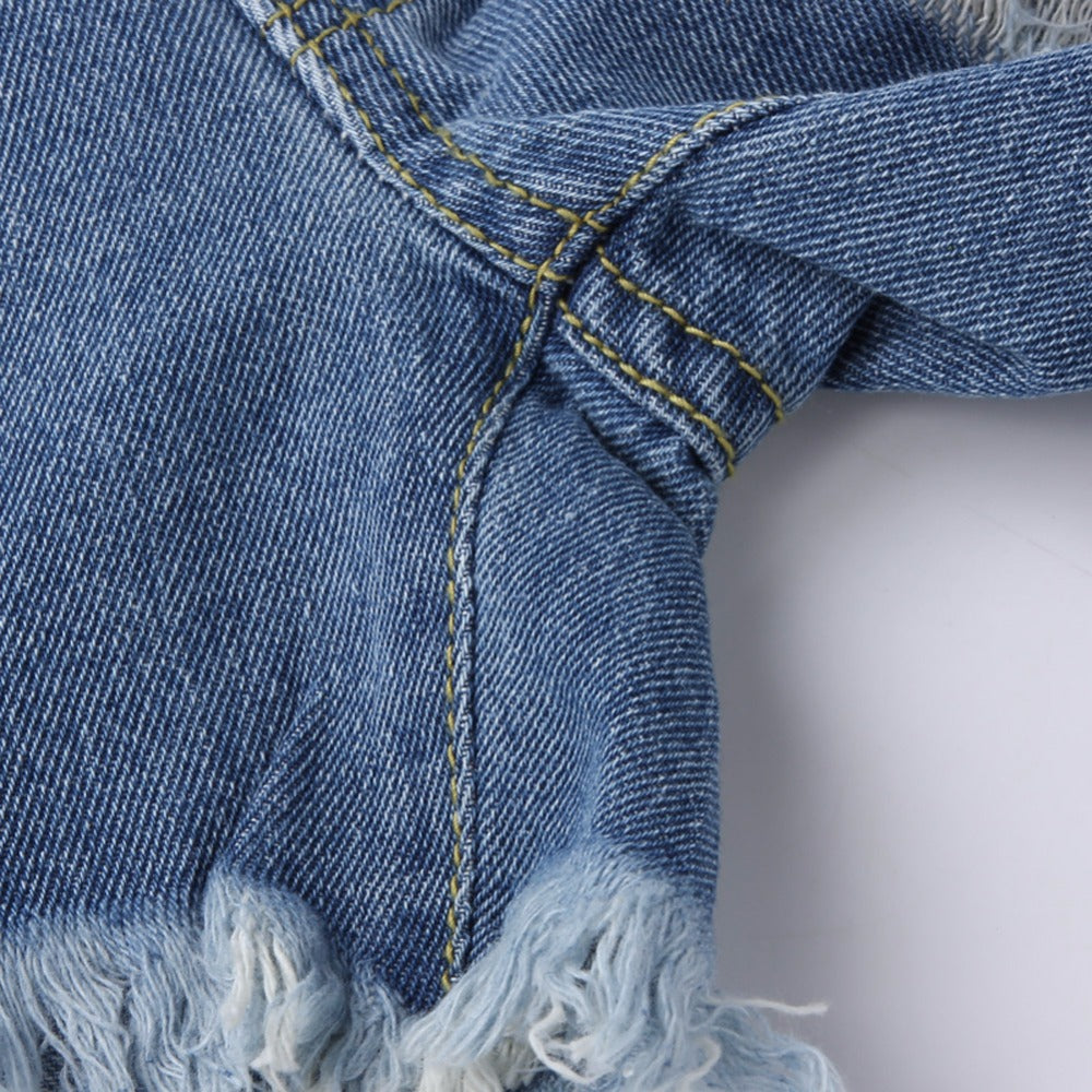 Spring autumn ripped shorts denim belly pants