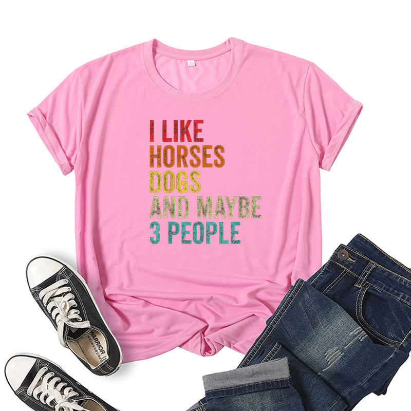 Printed Short Sleeve Crew Neck T-Shirt Summer