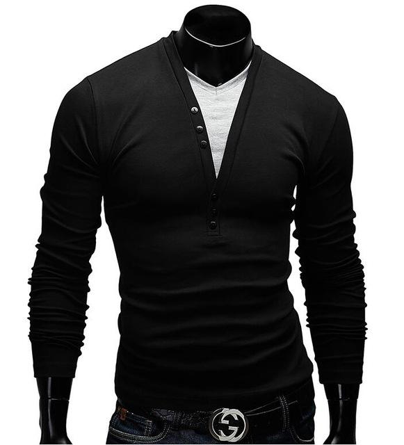 Long Sleeve V-Neck Layered Men T-Shirt Long Sleeve V-Neck Layered Men T-Shirt