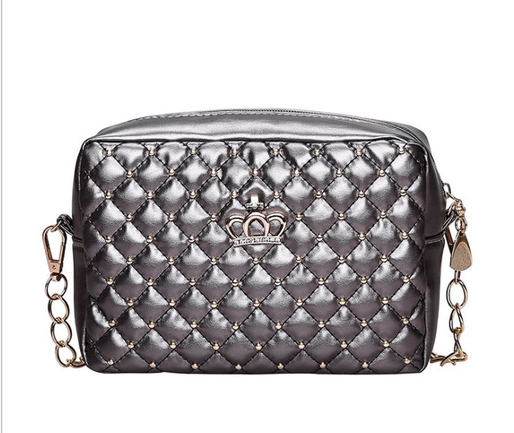 Women PU Crossbody Rivet Chain Shoulder Bag