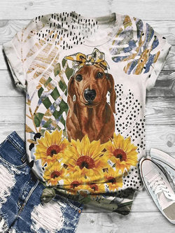 European And American Animal Printed Short Sleeved T-shirt