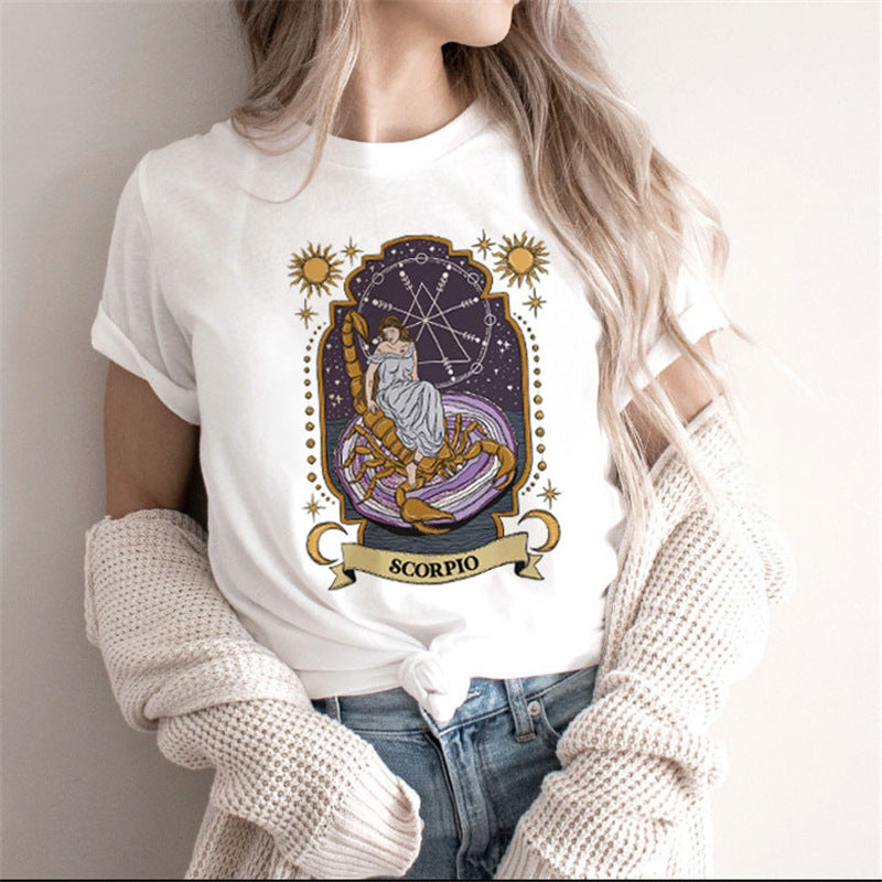 Fashion Moon Retro Gothic Print T-shirt Women