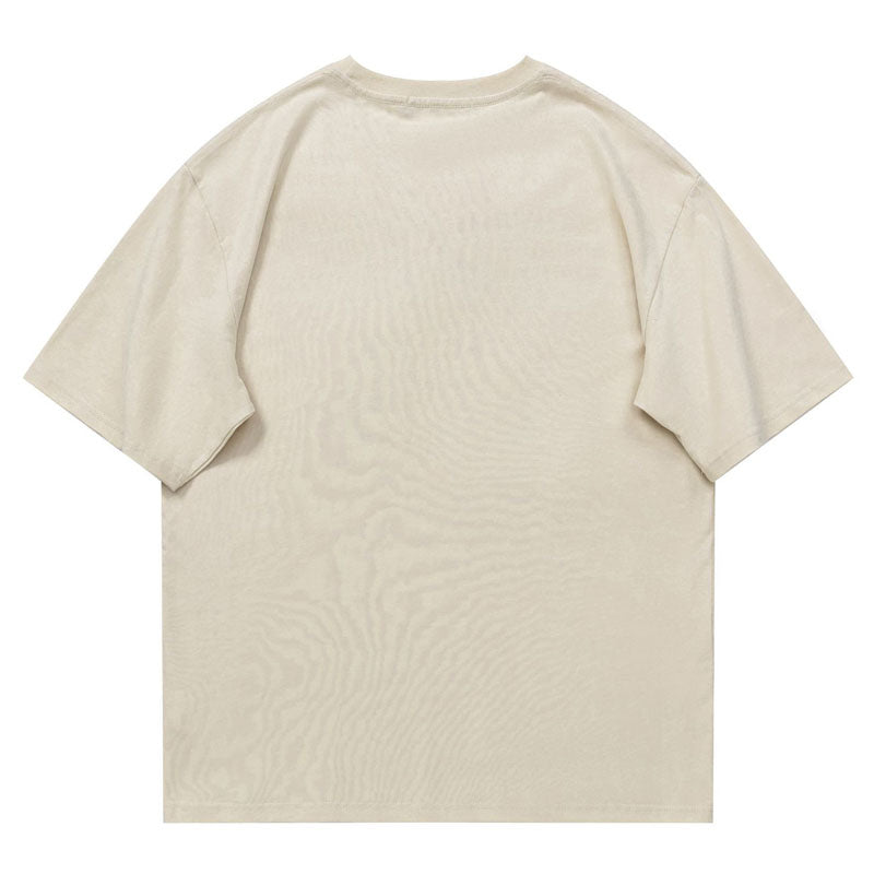 Letter Cartoon Print Breathable Loose Round Neck Short Sleeve T-Shirt