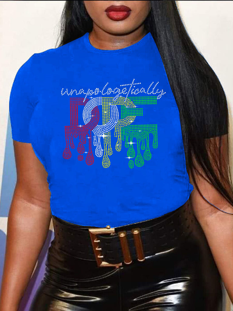 Hot Diamond Round Neck T-shirt